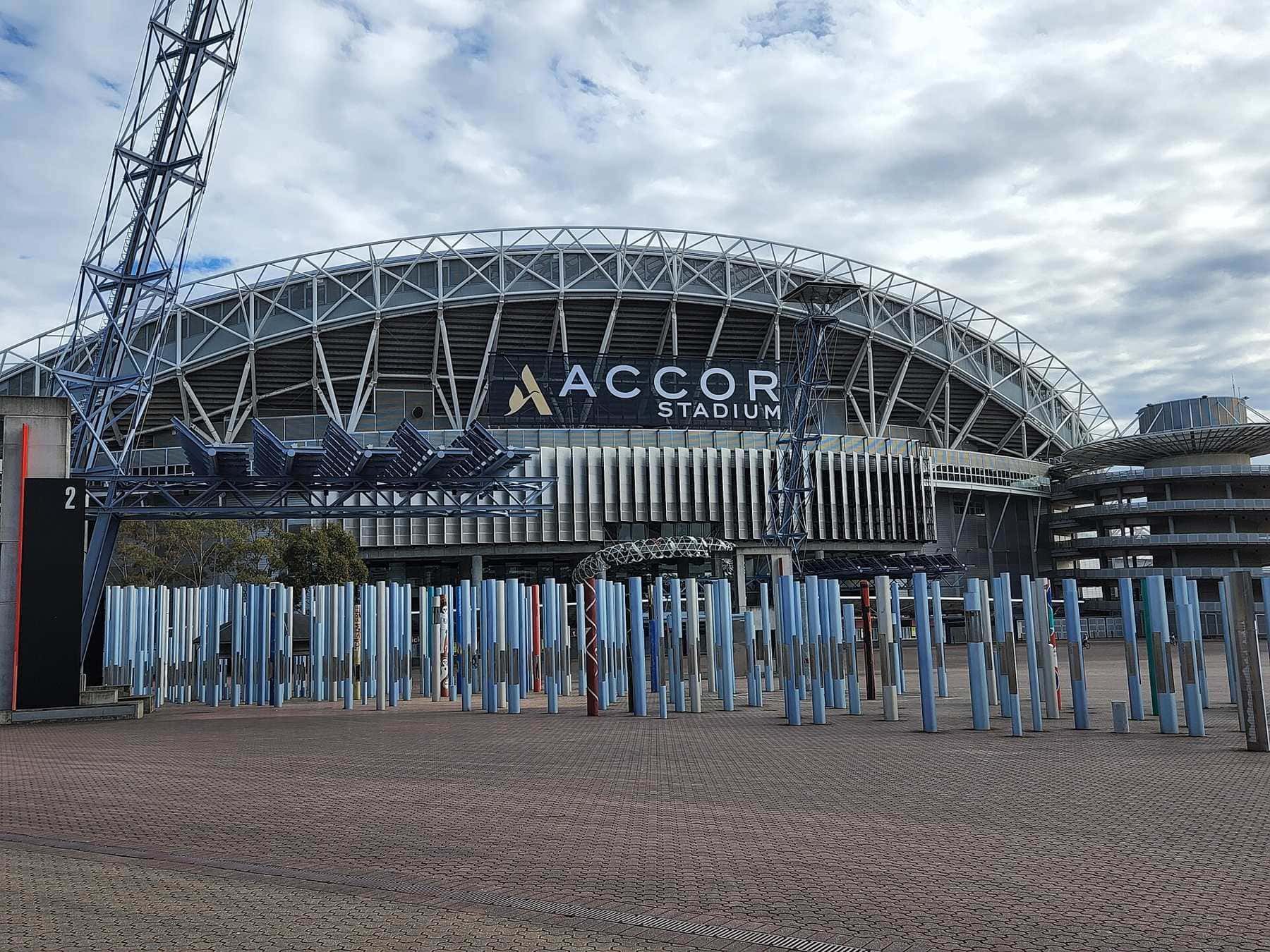 The east entrance of Stadium Australia, now known as Accor Stadium
